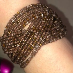 Handmade Vintage Adjustable Memory Wire Beaded Cuff Bracelet